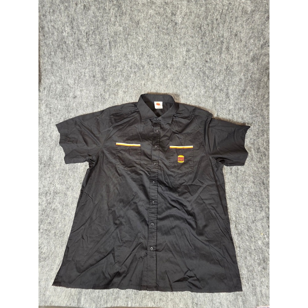 Mens XL Shirt Black Work Uniform Employee Short Sleeve Button Up Burger King